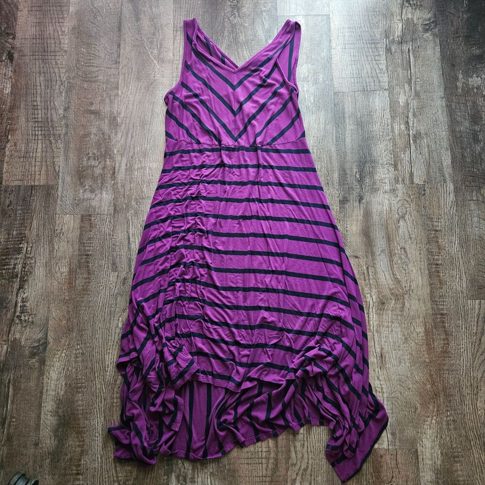 Lane Bryant Purple Stripe Hanky Hem Dress